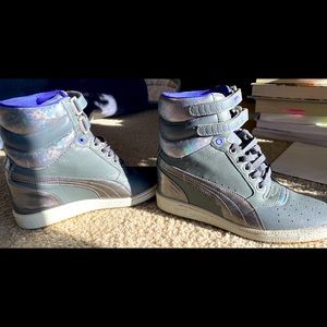 Puma Sky High Top Lace Up Hidden Wedge Sneakers Women’s Size 9 Grey
